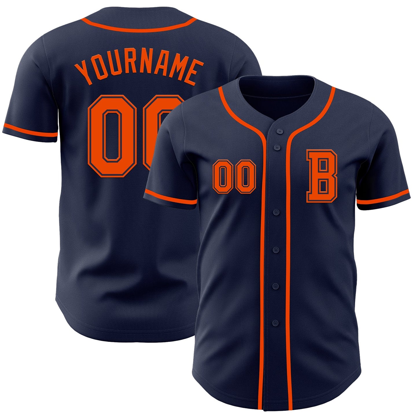 Custom Navy Orange Authentic Baseball Jersey - Sky-Custom