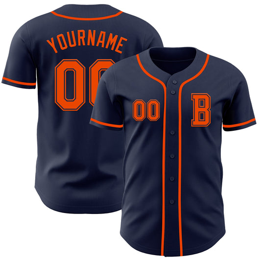 Custom Navy Orange Authentic Baseball Jersey - Sky-Custom