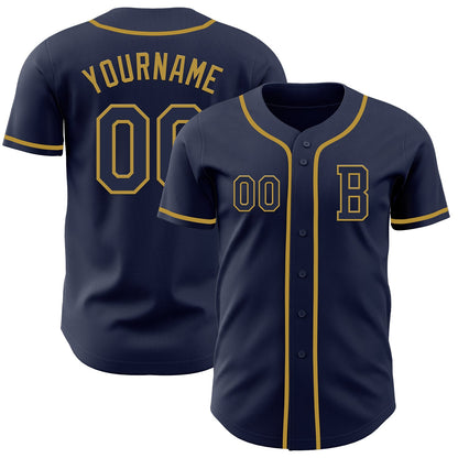 Custom Navy Old Gold Authentic Baseball Jersey - Sky-Custom
