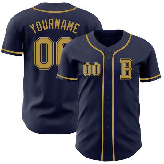 Custom Navy Old Gold Authentic Baseball Jersey - Sky-Custom