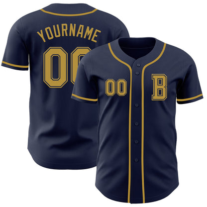 Custom Navy Old Gold Authentic Baseball Jersey - Sky-Custom