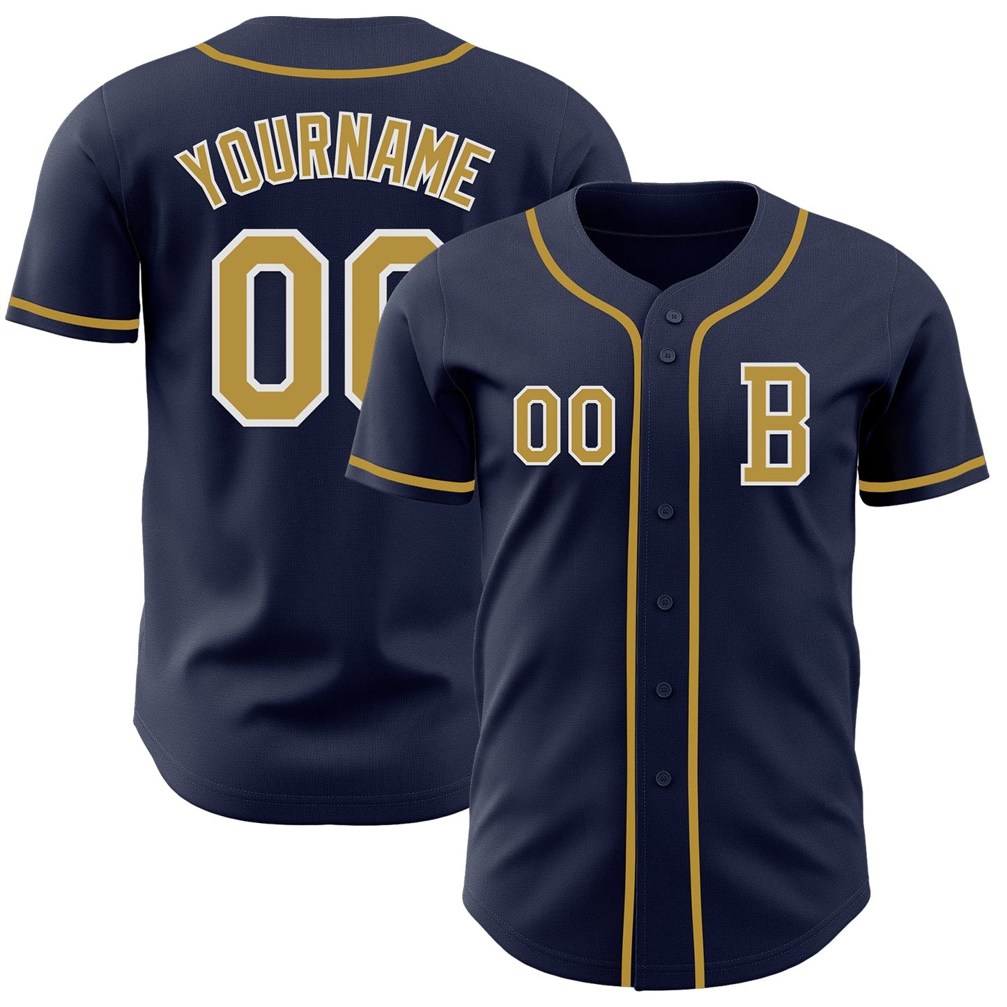 Custom Navy Old Gold-White Authentic Baseball Jersey - Sky-Custom