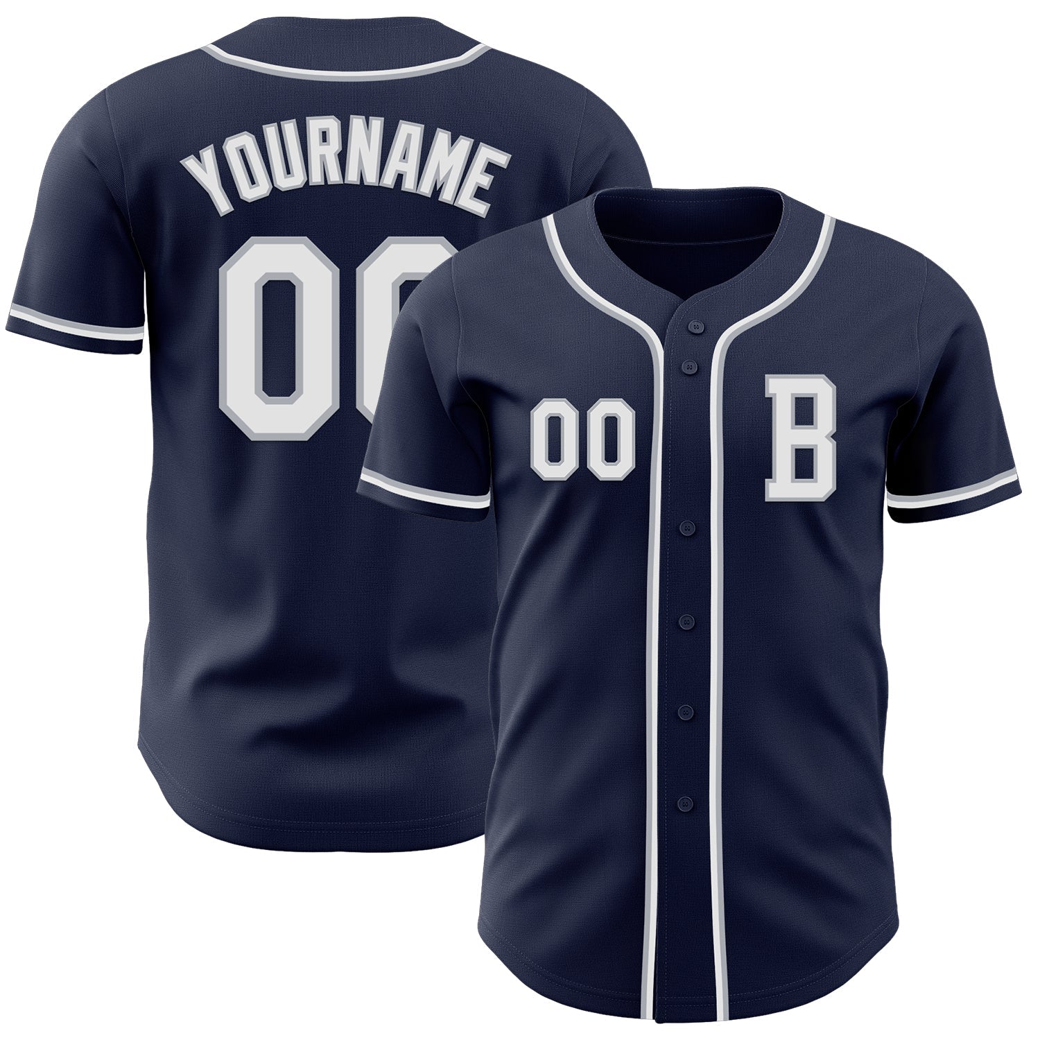 Custom Navy White-Gray Authentic Baseball Jersey - Sky-Custom