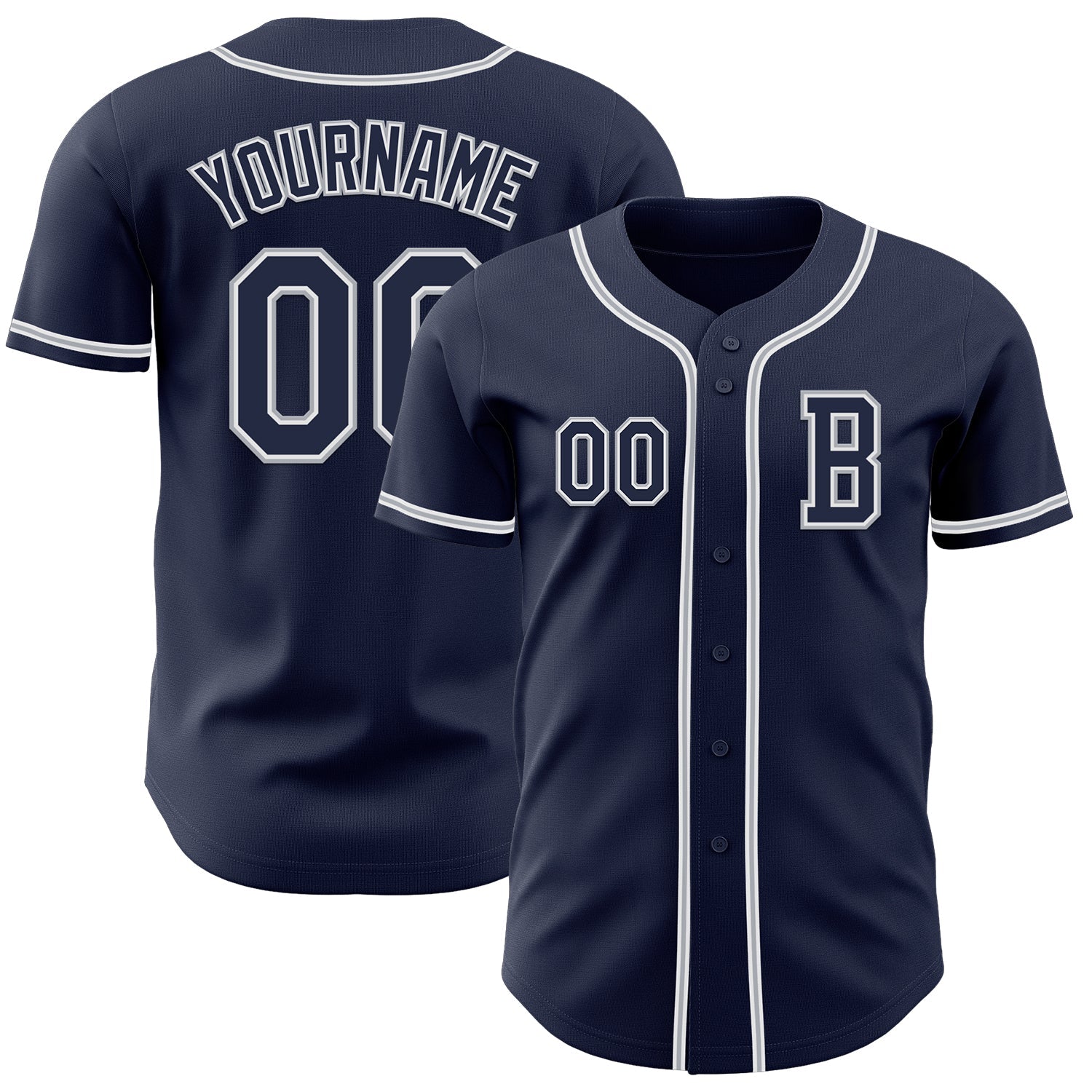 Custom Navy White-Gray Authentic Baseball Jersey - Sky-Custom