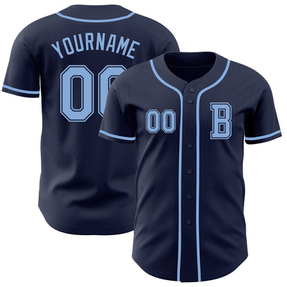 Custom Navy Light Blue Authentic Baseball Jersey - Sky-Custom