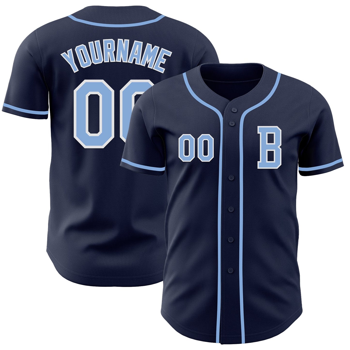 Custom Navy Light Blue-White Authentic Baseball Jersey - Sky-Custom