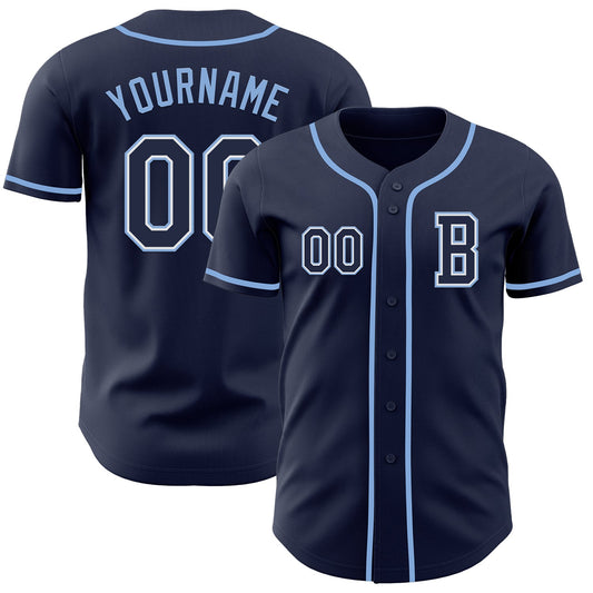 Custom Navy White-Light Blue Authentic Baseball Jersey - Sky-Custom