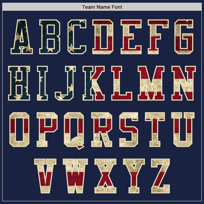 Custom Navy Vintage USA Flag-Cream Authentic Baseball Jersey - Sky-Custom