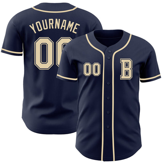 Custom Navy Cream Authentic Baseball Jersey - Sky-Custom