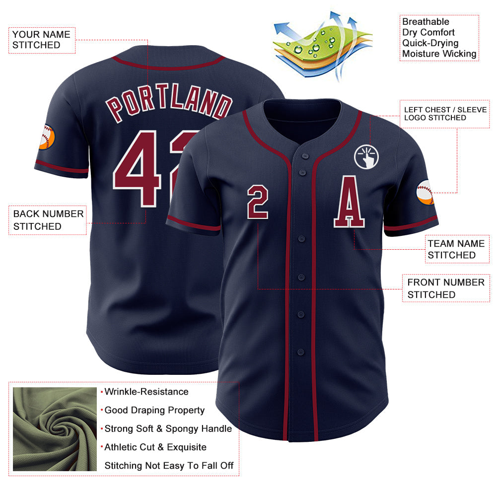 Custom Navy Crimson-White Authentic Baseball Jersey - Sky-Custom
