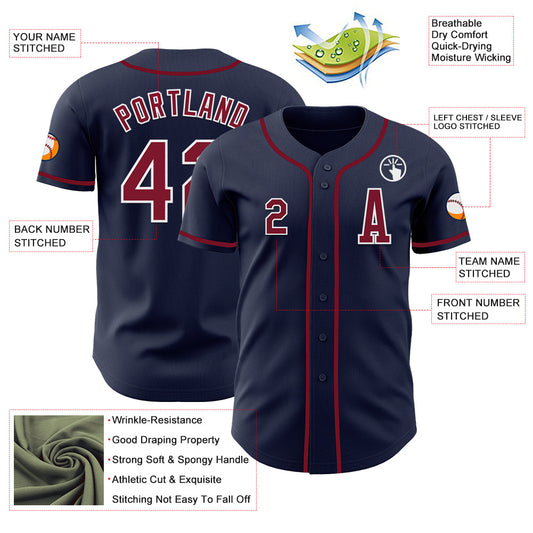Custom Navy Crimson-White Authentic Baseball Jersey - Sky-Custom