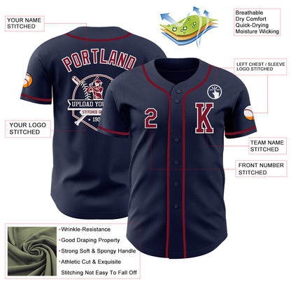 Custom Navy Crimson-White Authentic Baseball Jersey - Sky-Custom