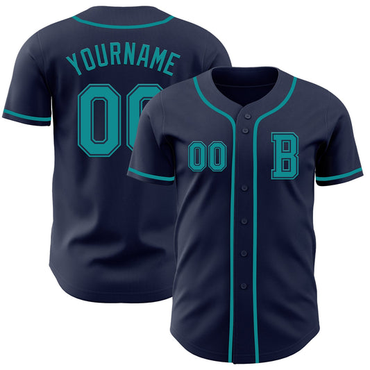 Custom Navy Teal Authentic Baseball Jersey - Sky-Custom