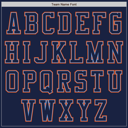 Custom Navy Powder Blue-Orange Authentic Baseball Jersey - Sky-Custom
