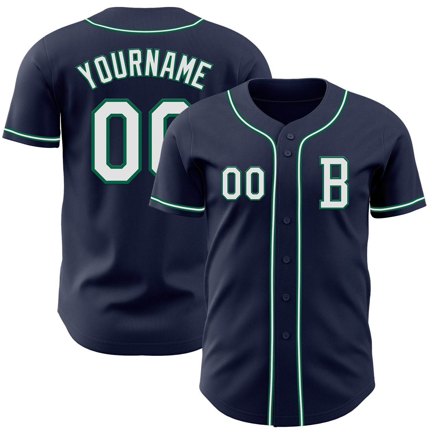 Custom Navy White-Kelly Green Authentic Baseball Jersey - Sky-Custom