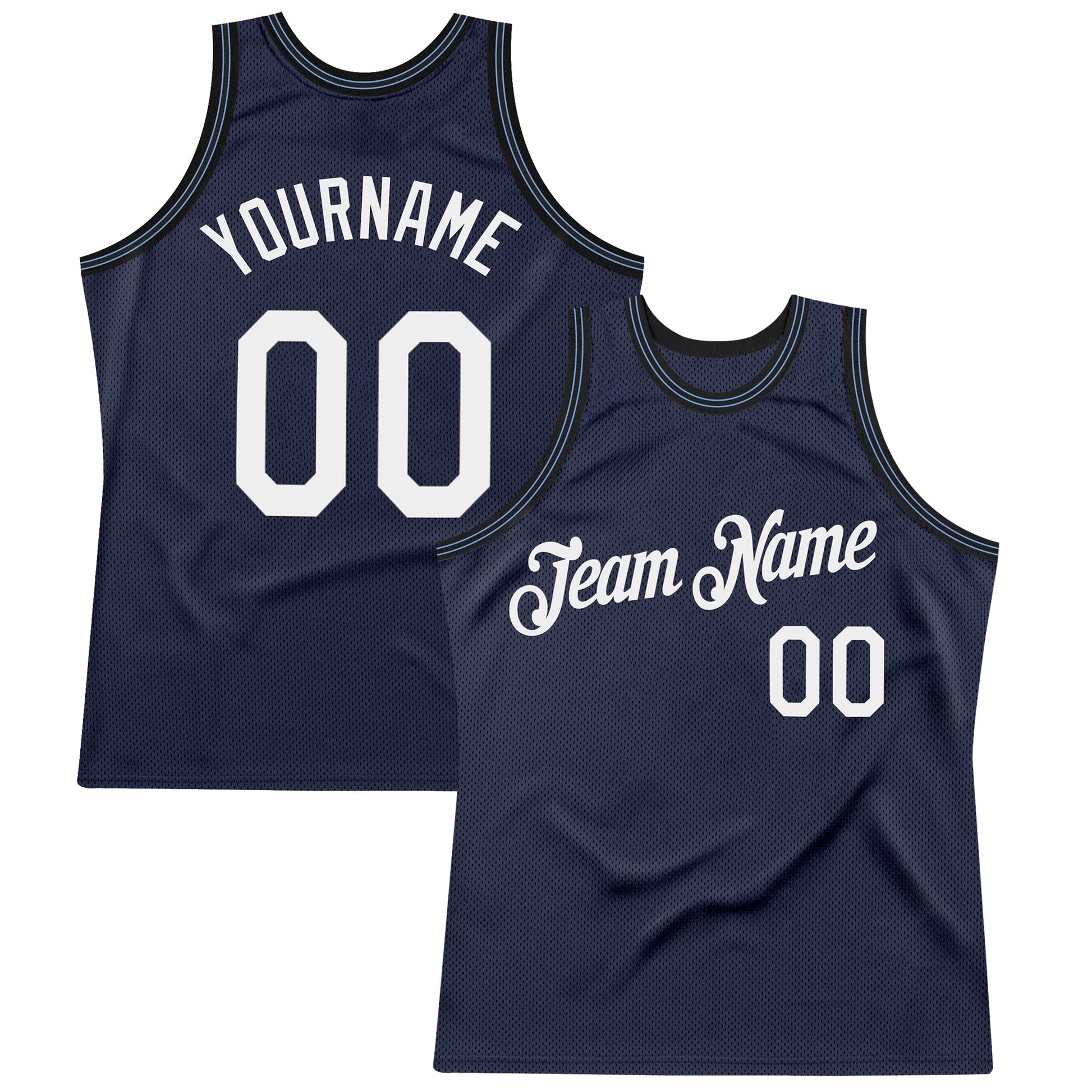 Custom Navy White Black-Light Blue Authentic Throwback Basketball Jersey - Sky-Custom