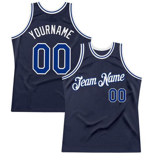 Custom Navy Royal-White Authentic Throwback Basketball Jersey - Sky-Custom