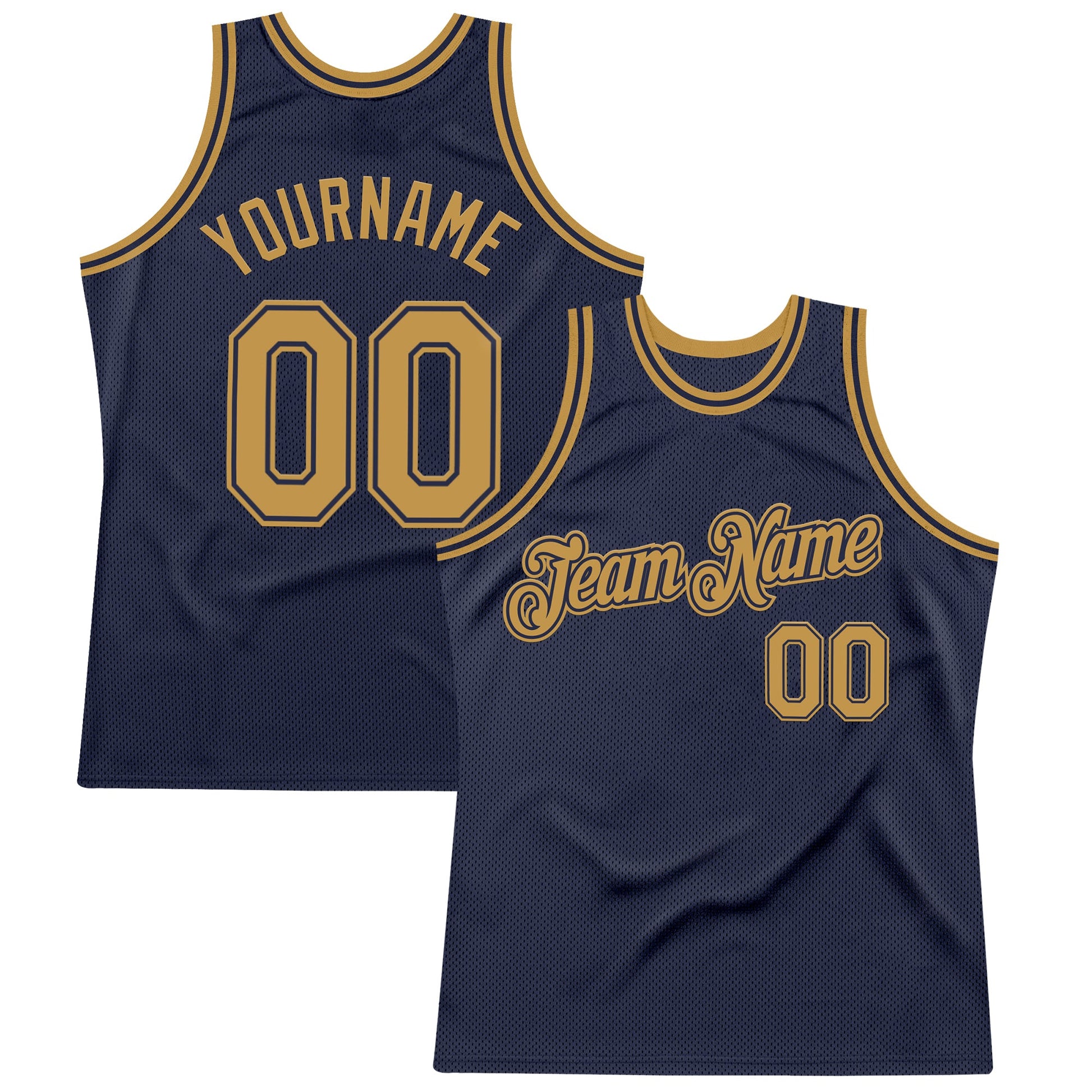Custom Navy Old Gold Authentic Throwback Basketball Jersey - Sky-Custom