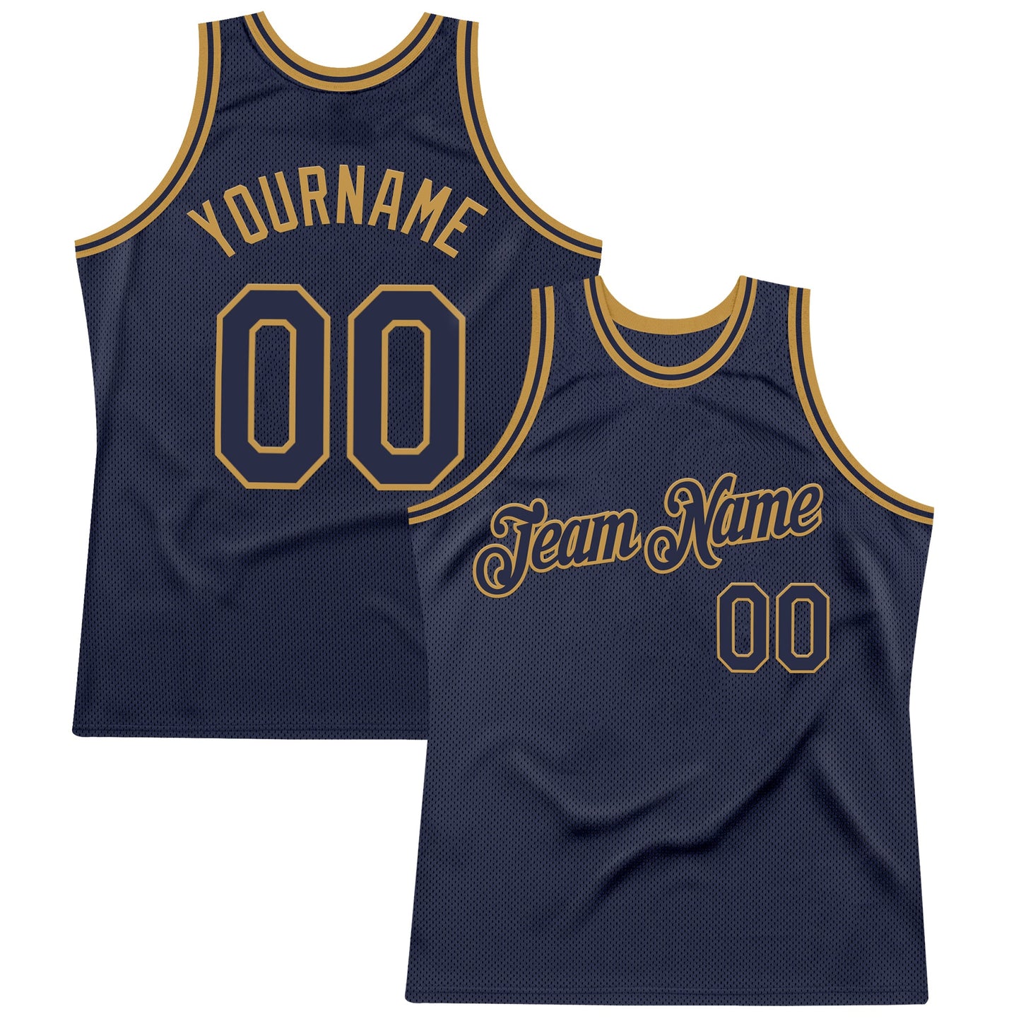 Custom Navy Old Gold Authentic Throwback Basketball Jersey - Sky-Custom