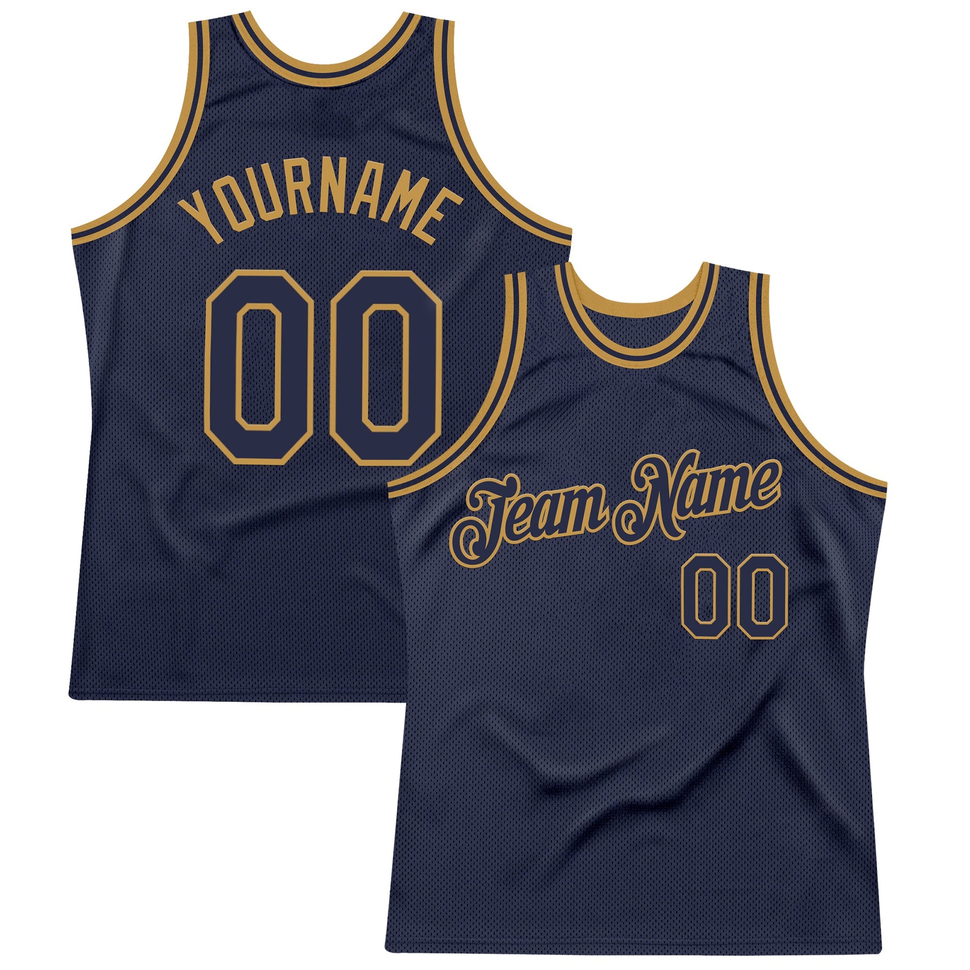 Custom Navy Old Gold Authentic Throwback Basketball Jersey - Sky-Custom
