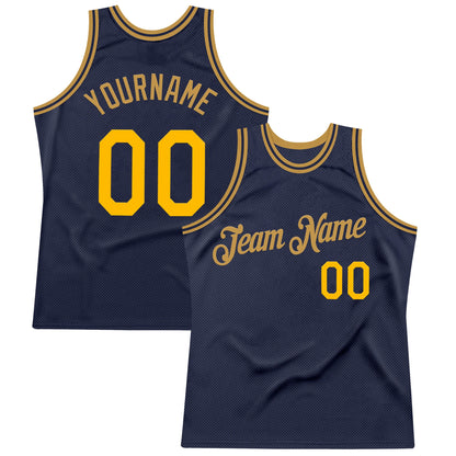 Custom Navy Gold-Old Gold Authentic Throwback Basketball Jersey - Sky-Custom