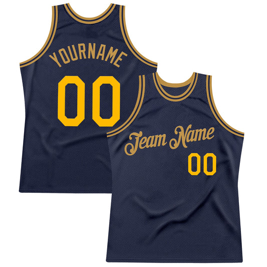 Custom Navy Gold-Old Gold Authentic Throwback Basketball Jersey - Sky-Custom