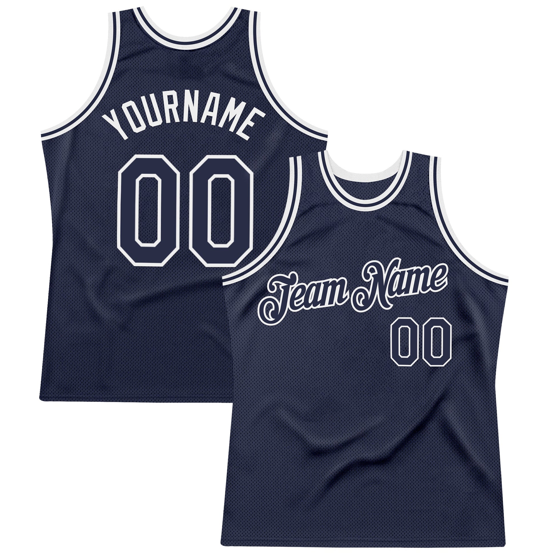 Custom Navy White Authentic Throwback Basketball Jersey - Sky-Custom