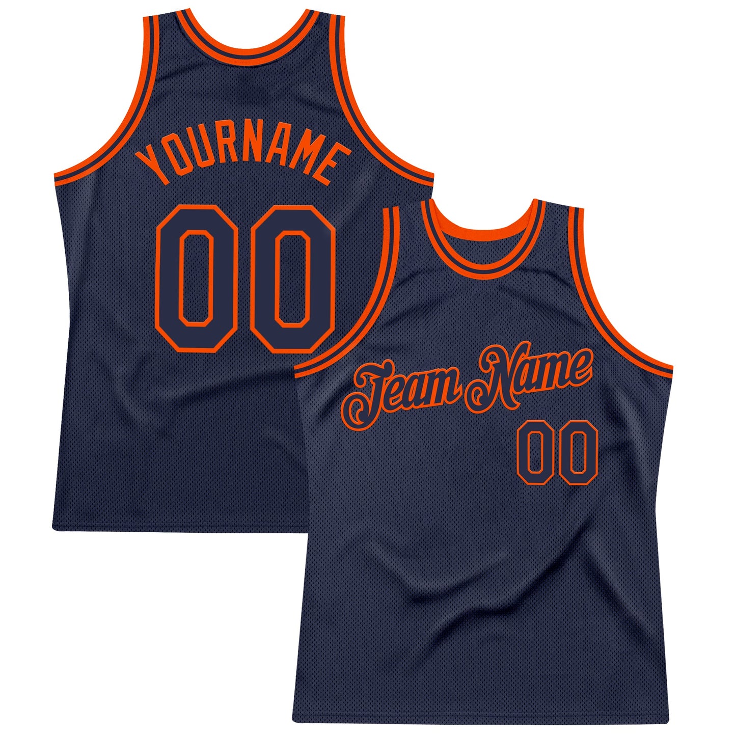 Custom Navy Orange Authentic Throwback Basketball Jersey - Sky-Custom