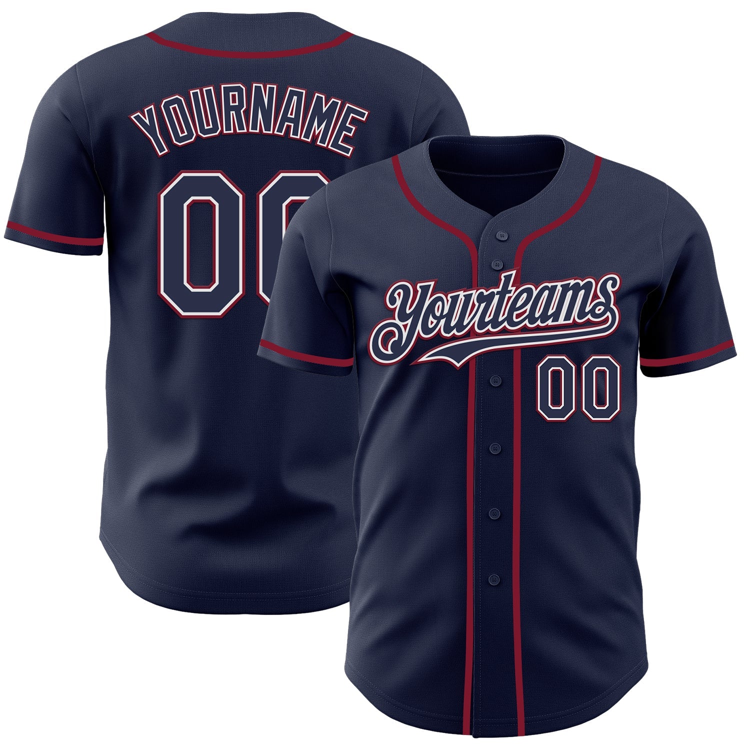Custom Navy White-Crimson Authentic Baseball Jersey - Sky-Custom