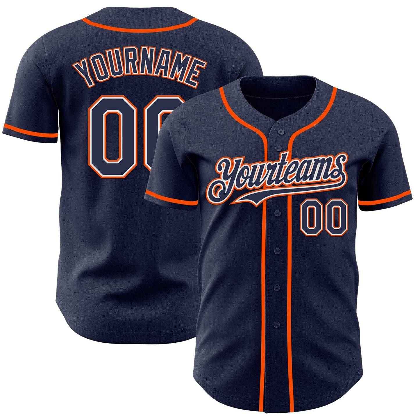 Custom Navy White-Orange Authentic Baseball Jersey - Sky-Custom