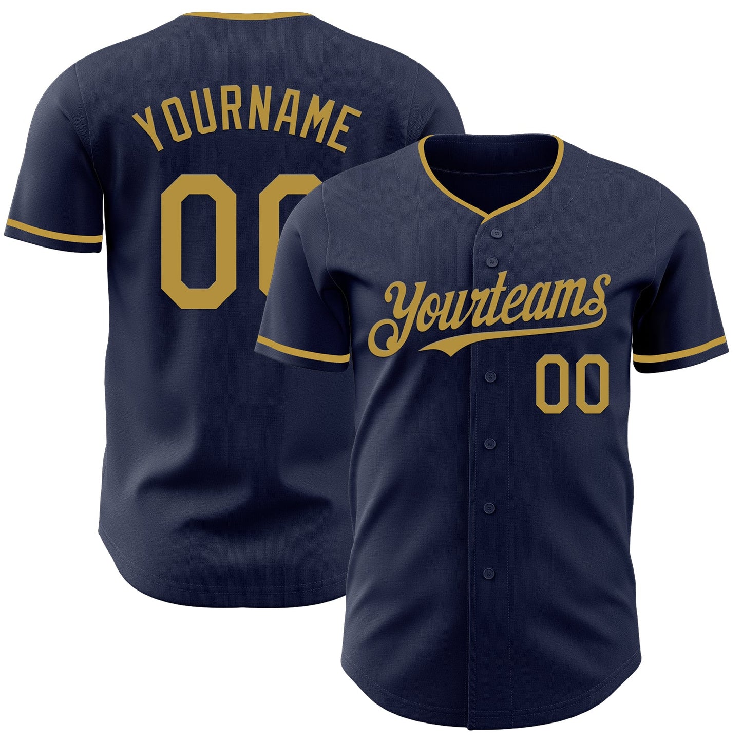 Custom Navy Old Gold Authentic Baseball Jersey - Sky-Custom
