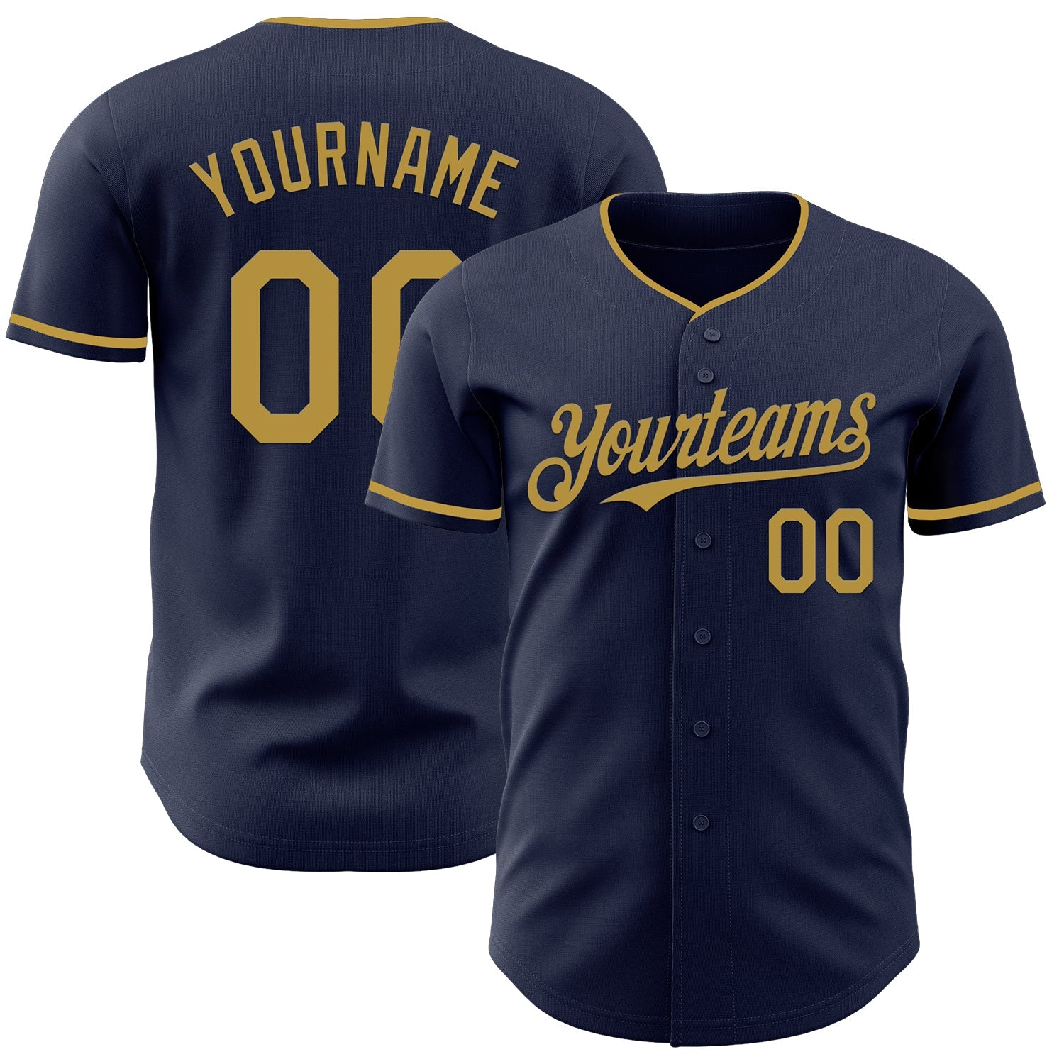 Custom Navy Old Gold Authentic Baseball Jersey - Sky-Custom