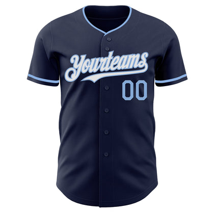 Custom Navy White-Light Blue Authentic Baseball Jersey - Sky-Custom