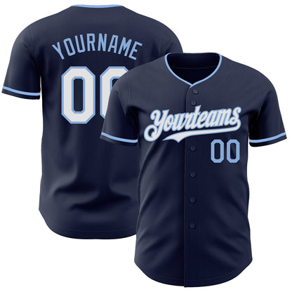 Custom Navy White-Light Blue Authentic Baseball Jersey - Sky-Custom