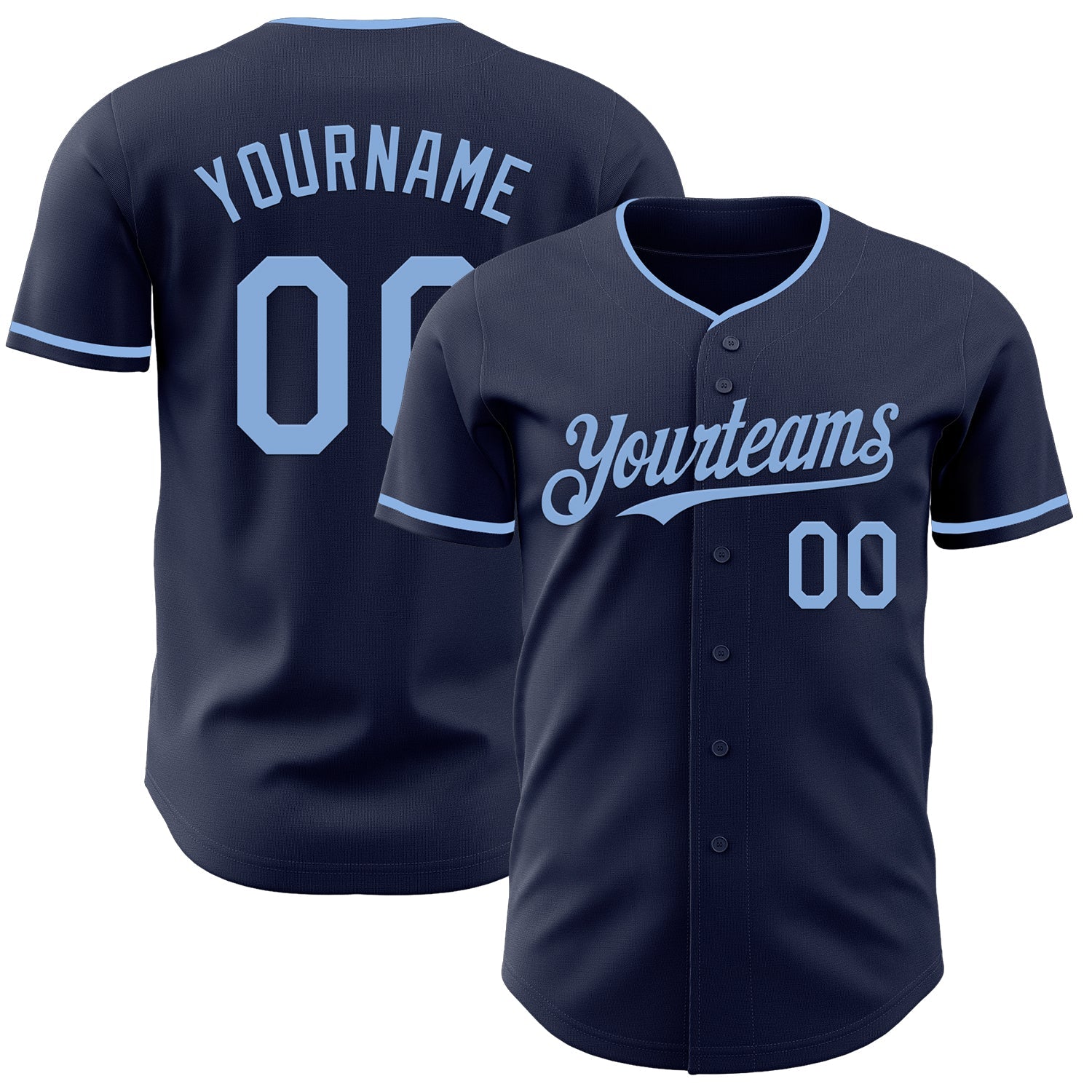 Custom Navy Light Blue Authentic Baseball Jersey - Sky-Custom