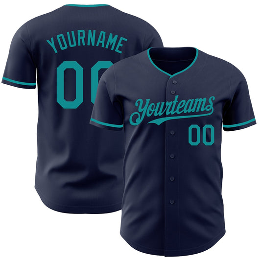Custom Navy Teal Authentic Baseball Jersey - Sky-Custom