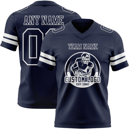 Custom Navy White Mesh Authentic Football Jersey - Sky-Custom