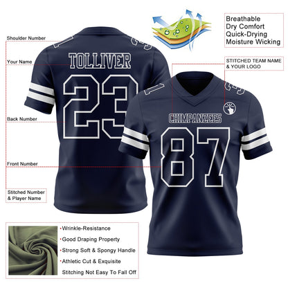 Custom Navy White Mesh Authentic Football Jersey - Sky-Custom