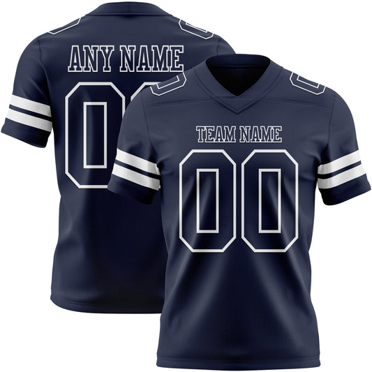 Custom Navy White Mesh Authentic Football Jersey - Sky-Custom