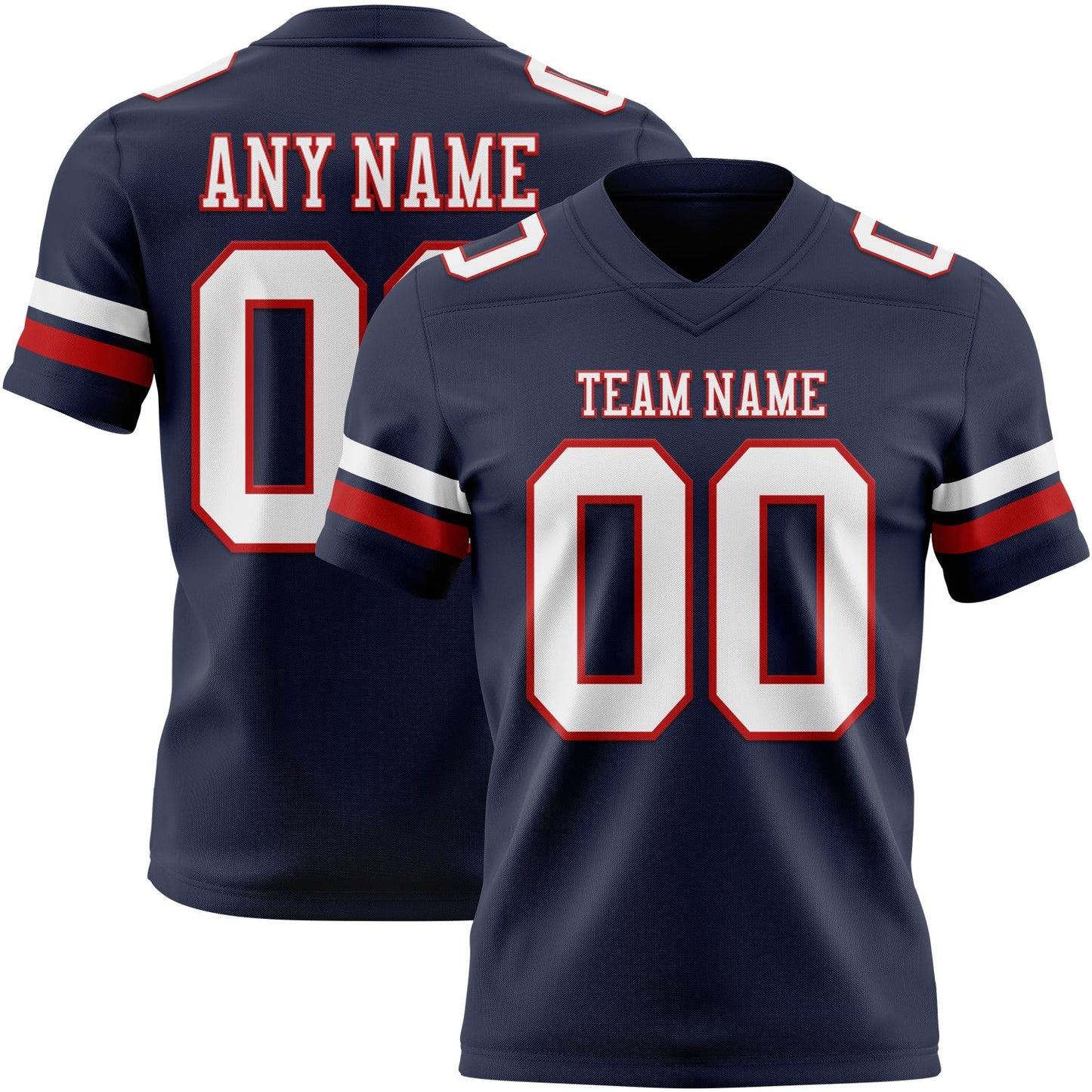 Custom Navy White-Red Mesh Authentic Football Jersey - Sky-Custom