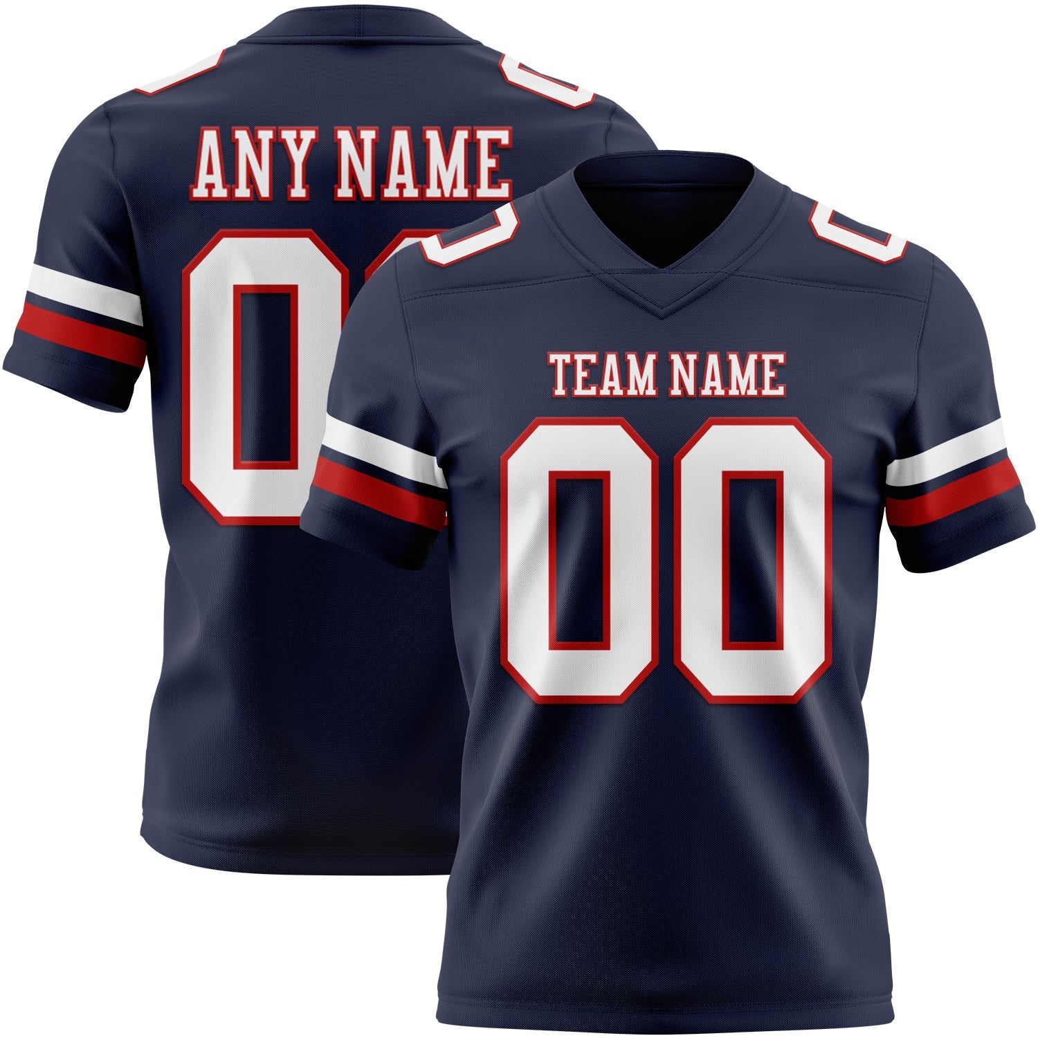 Custom Navy White-Red Mesh Authentic Football Jersey - Sky-Custom