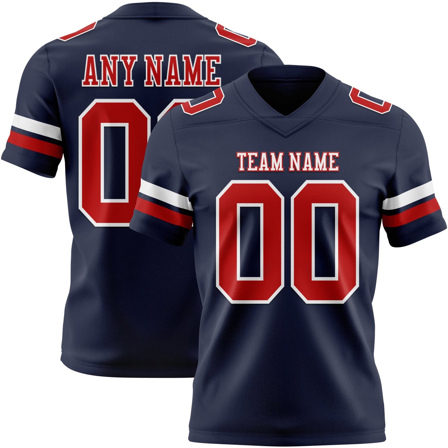 Custom Navy Red-White Mesh Authentic Football Jersey - Sky-Custom