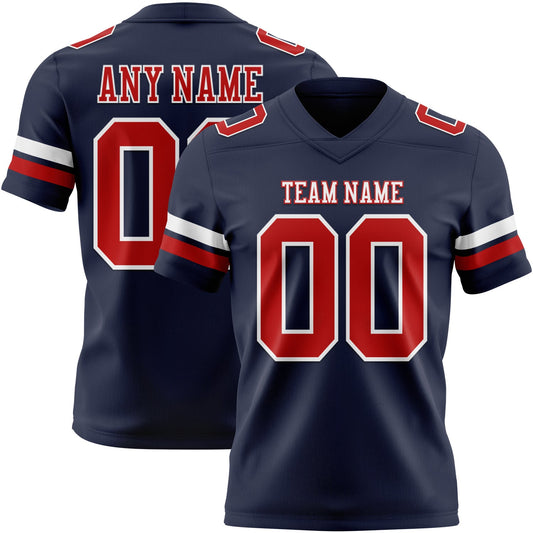 Custom Navy Red-White Mesh Authentic Football Jersey - Sky-Custom