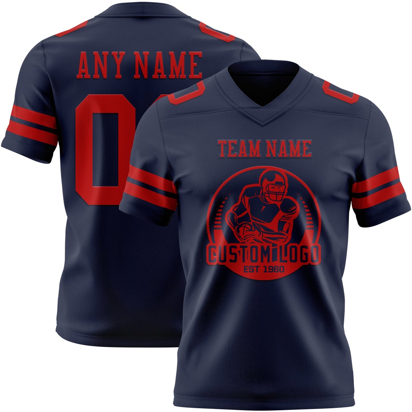Custom Navy Red Mesh Authentic Football Jersey - Sky-Custom