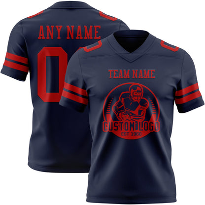 Custom Navy Red Mesh Authentic Football Jersey - Sky-Custom