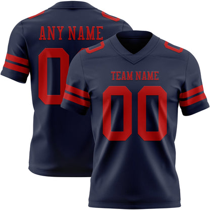 Custom Navy Red Mesh Authentic Football Jersey - Sky-Custom