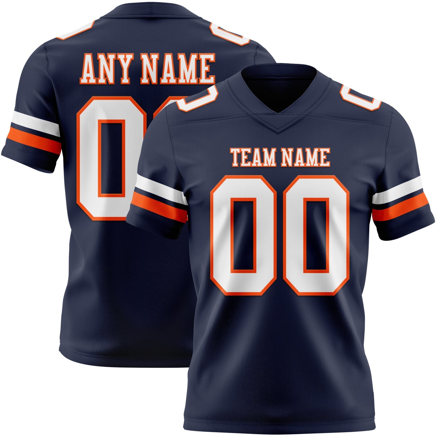Custom Navy White-Orange Mesh Authentic Football Jersey - Sky-Custom