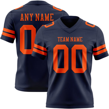 Custom Navy Orange Mesh Authentic Football Jersey - Sky-Custom