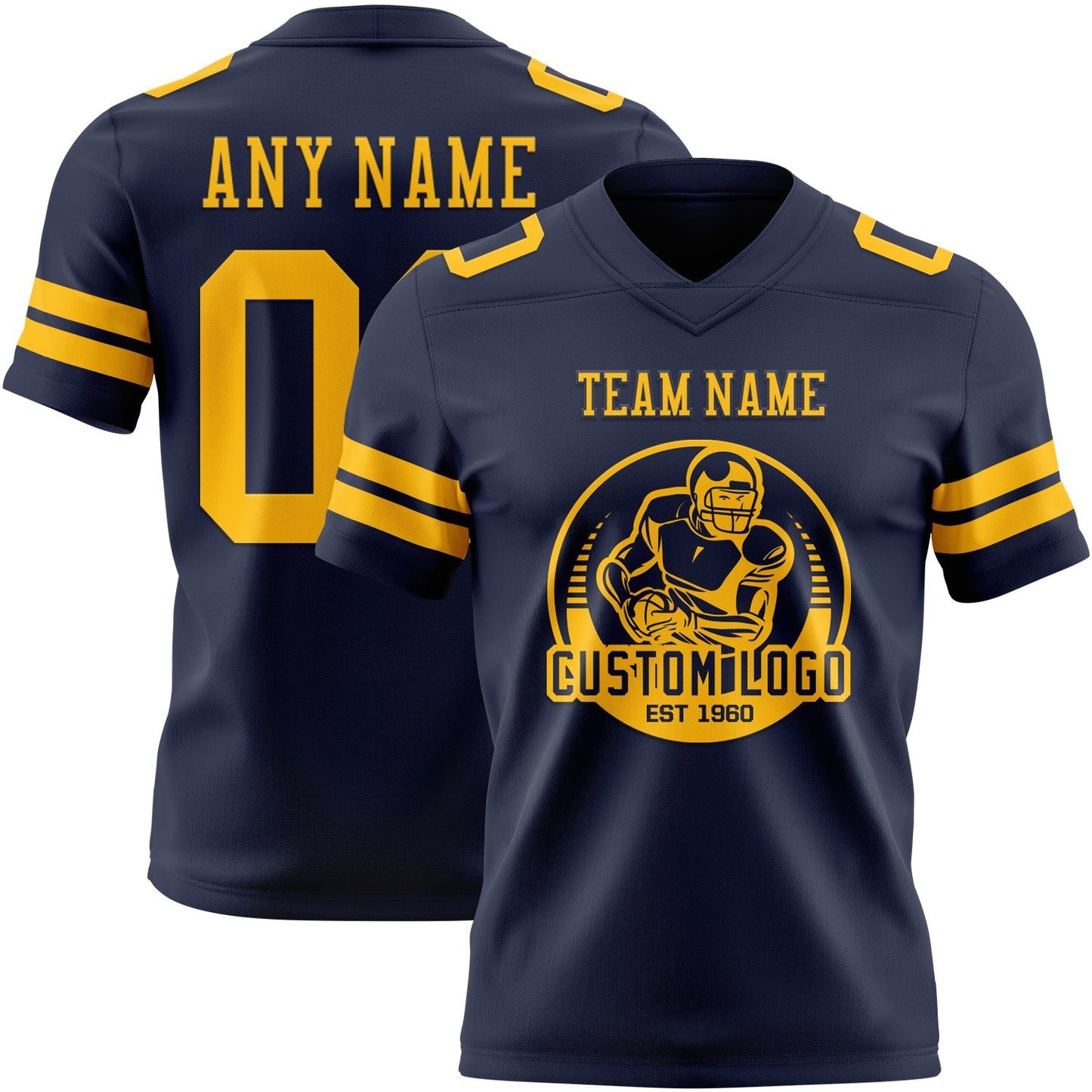 Custom Navy Gold Mesh Authentic Football Jersey - Sky-Custom