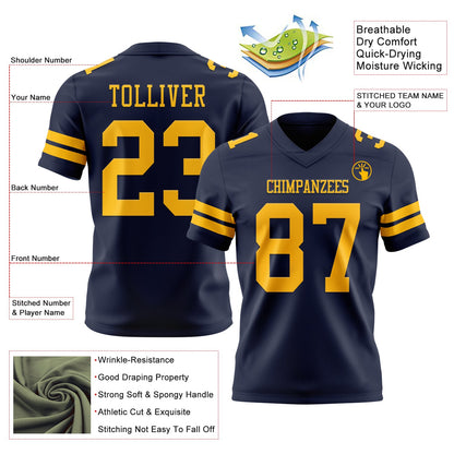 Custom Navy Gold Mesh Authentic Football Jersey - Sky-Custom